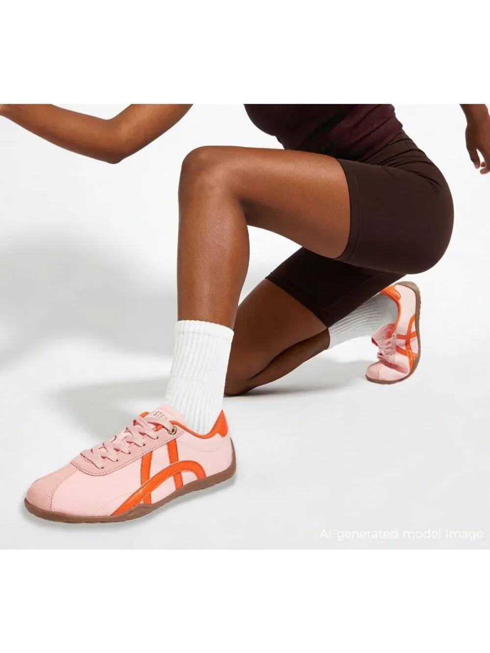Women's Pink/Orange Lightweight Trendy Fashion Thin Sole Walking Stylish Sneaker